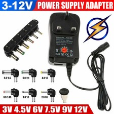 Universal AC/DC Power Supply Adaptor Plug Charger 3V 4.5V 6V 7.5V 9V 12V