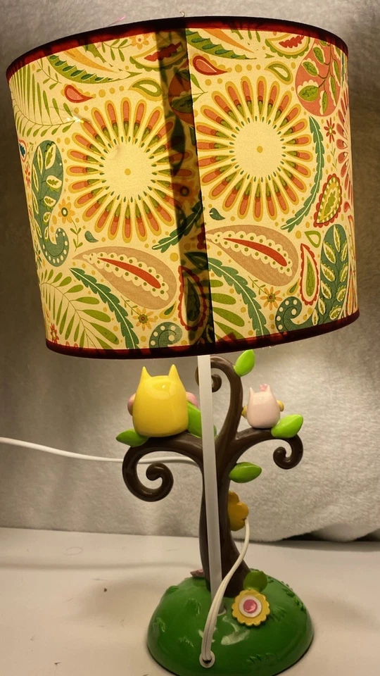 Corderos e hiedra Dena Happi árbol búho bebé guardería lámpara habitación niñas rosa cachemira Foto 2 de 4