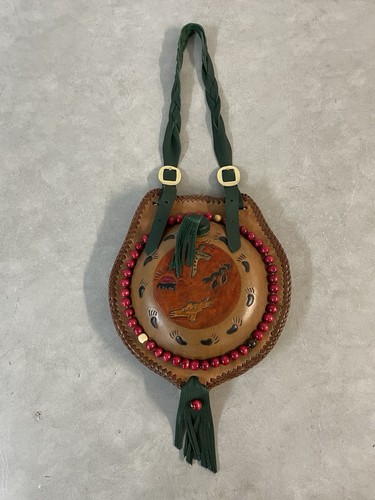 Handmade by Cherokee Native- Handtooled Western Cowboy Canteen Tooled Leather