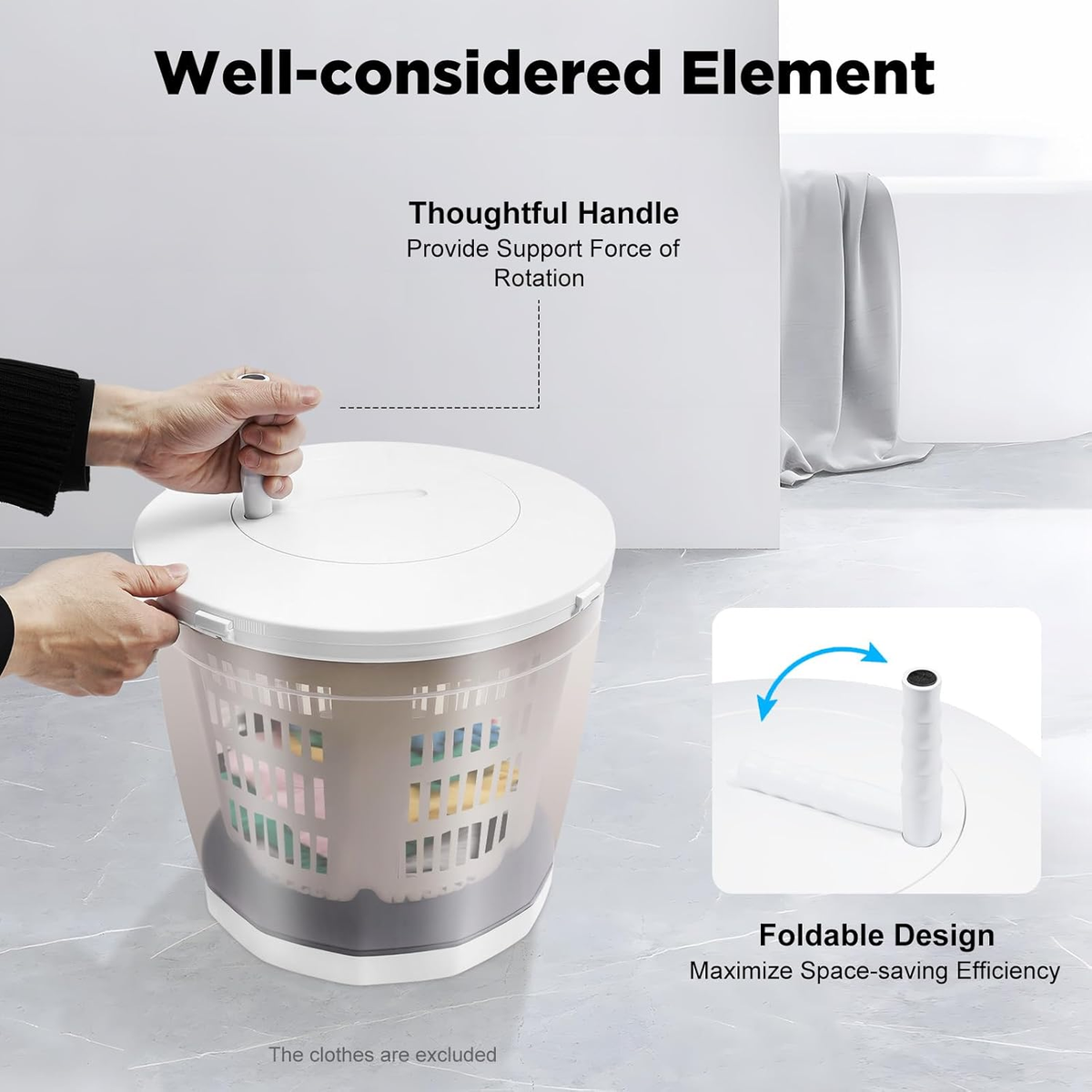 Draagbare Handbediende Handmatige Wasmachine Hand Cranking Mini Wasmachine Niet-elektrisch voor Camping Slaapzalen Appartementen College Kamers, Blauw