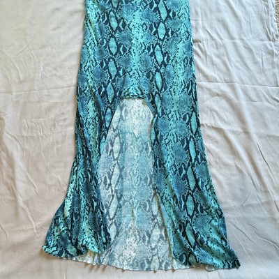 Indah Body Bodycon Green Snakeskin Sleeveless Maxi Dress High Slip Built In  Bra | eBay