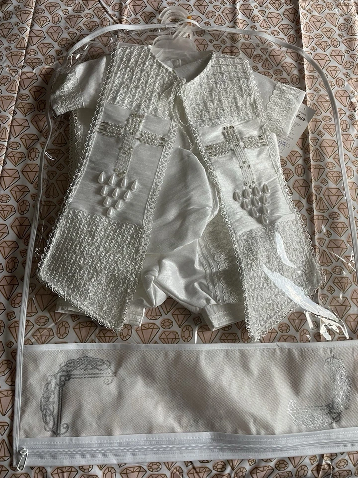 Roupa de batismo de batismo bebê menino / Ropon Para Bautismo De Niño - Imagem 4 de 4