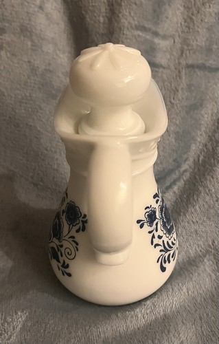 Vintage Avon Milchglas "Skin So Soft" Delfter Blau Krug, 5,5" Blumenmuster - Bild 2 von 5