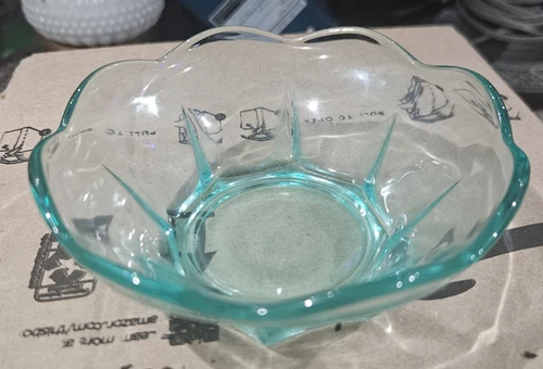 Anchor Hocking Swedish Modern aquamarine blue Dip Bowl