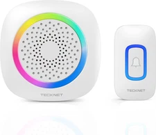 TECKNET Longest 1300 Feet Wireless Doorbell with RGB Alarm Lighting,Battery-Powe