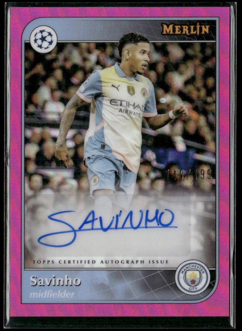 2024-25 Merlin UEFA Club Competitions #AU-SAV Savinho Base Autographs Pink #/199