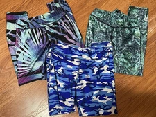 Plum Practice Wear Gymnastics Leotard Pants Child Medium Blue Camo Tropical CM