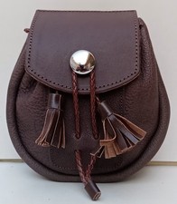 Scottish Genuine Leather Sporran Rob Roy Style Kilt Sporran with Chain Strap