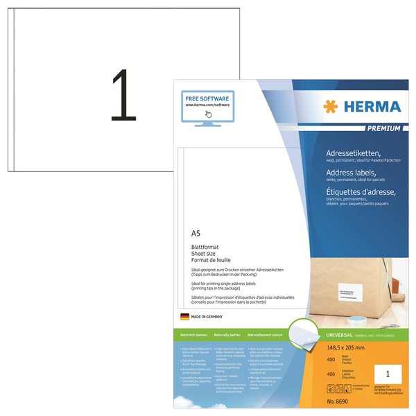 1 Bis 32X Herma Universal-Etiketten Premium, 148,5 X 205 Mm, Weiß Bis 18% Rabatt-image