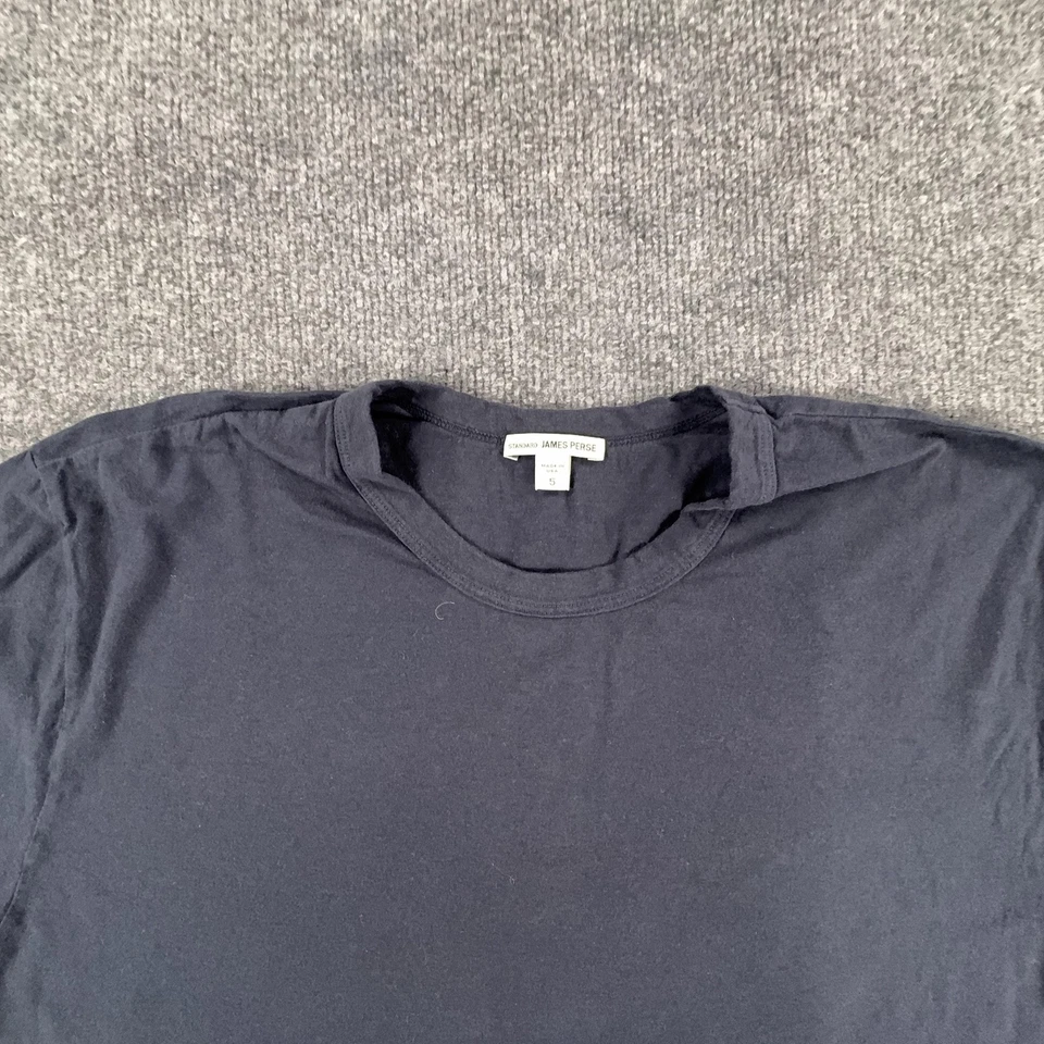 James Perse Shirt Mens 5 Navy Blue Standard Crewneck Soft Cotton Made USA - Image 4 of 4