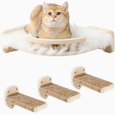 Cat Wall Shelves, and Perches for , Corner Shelf with 3 Steps Scratch Post, Bed