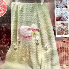 Vintage Lasetta Plus Green Baby Lamb Afghan Craft Kit No Knit/Crochet USA 1985