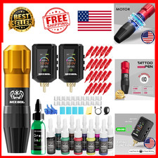 Wireless Tattoo Gun Kit 2PCS 1600mAh Batteries Rotary Pen Machine for Beginners