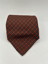 Polo Ralph Lauren Silk Tie Red Geometric Diamonds Necktie Made in USA