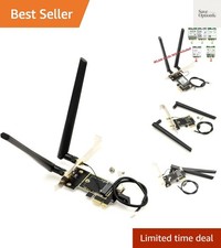 M.2 NGFF Wireless Card to PCIe Adapter Desktop WLAN Converter w/ 2X 6dBi Ante...