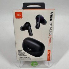 New JBL vibe beam 2 Noise Cancelling Wireless Earbuds Black JBLVBEAM2BLKAM