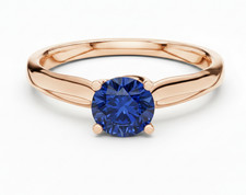 Bague de mariage pour femmes en pierre précieuse saphir bleu de Ceylan certif...