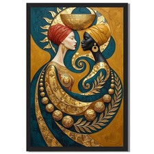 Golden Abstract Women Wall Art Canvas Oil Paintings Reproduction