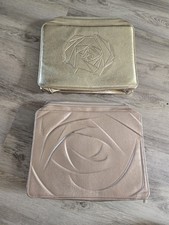 Lot of 2 Lancome Cosmetic Makeup Bag Train Case Gold Pink