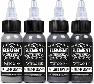 Element Tattoo Supply Battleship Gray Tattoo Ink Set - 4 Shades of Grey, Light
