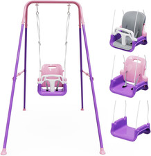 Toddler Swing with Soft Cushion, Foldable Indoor  Outdoor Baby Swing, Easy to I