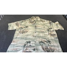 Campia Moda Hawaiian Shirt M Tropical Palm Trees  Boats Button-Up