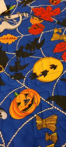 Vintage Halloween Fabric Placemats Witch Pumpkin Ghost 2 Piece Set Quilted NOS - 第 3/9 張圖片