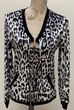 Roberto Cavalli Gym Top Lining Zip Animal Print Black/white It40 Uk8 Bnwt