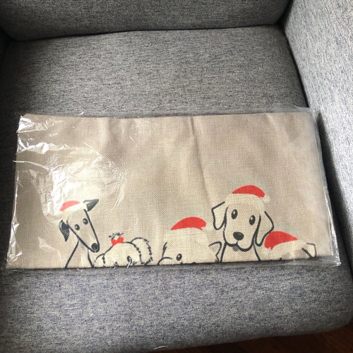 Christmas Decorative Dog Pillowcase Cover 16"x16" Burlap - BRAND NEW - Picture 3 of 4