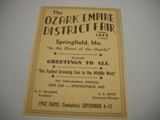 OZARK EMPIRE DISTRICT FAIR Springfield, MO original 1941 promo trade advt