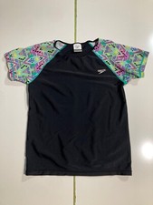 Speedo girls printed black short sleeve XL pink green purple used water sports