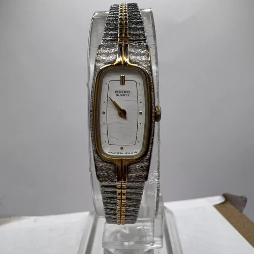 Vintage Seiko Women's Watch 2E20-6319 Gold Tone Band with Chain Working