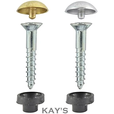 KAYFAST MIRROR SCREW FIXINGS WITH CHROME DOME COVER CAPS AND PROTECTIVE INSERTS