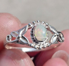 Ethiopian Opal Cocktail Ring, 925 Silver Handmade Minimalist Ring Birthday Gift