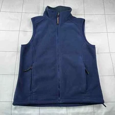 L.L. Bean Vest Womens Medium Regular Blue Fleece Full Zip Mock Neck Pockets Warm