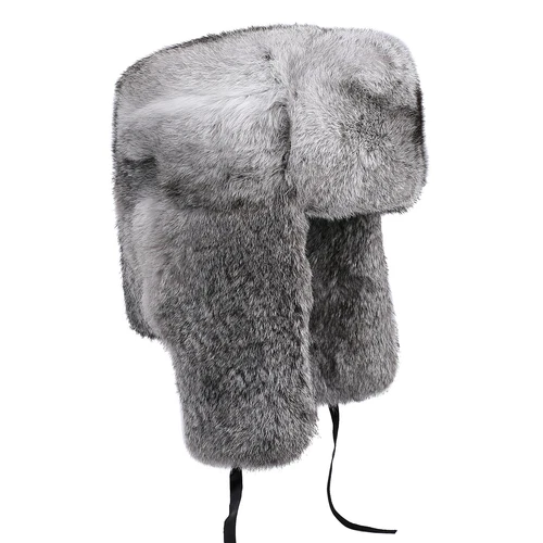 Sombrero de trampero de piel de conejo real para hombre invierno ruso Ushanka sombrero de aviador oreja - Imagen 10 de 24