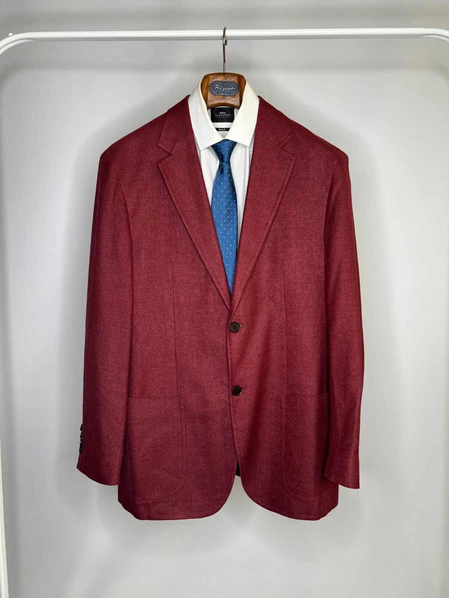 Hugo Boss Ethomas Silk Linen Wool Burgundy Unlined Blazer Jacket