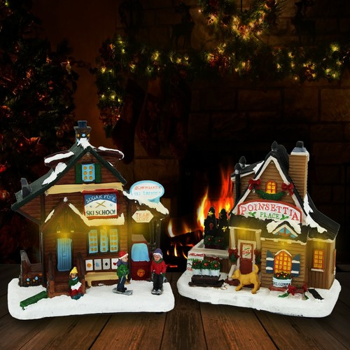 Light Up Christmas Village Model LED Lights Lighting Decorations Tree