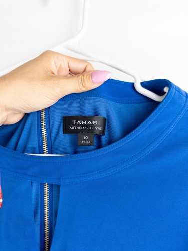 Neu mit Etikett $ 118 Tahari Arthur Levine Maxikleid blau 10 Reißverschluss Cocktail solide Party lang - Bild 3 von 10