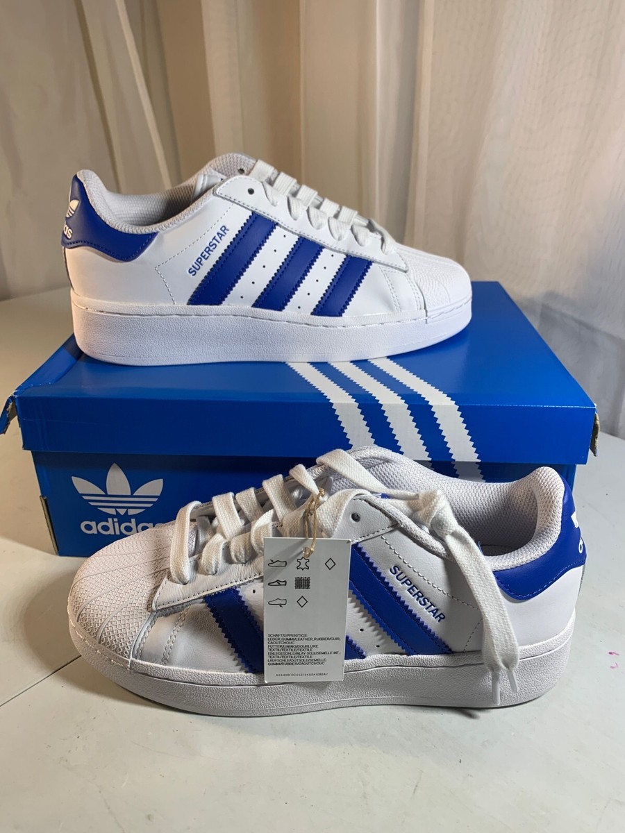 Adidas Superstar XLG J IG0289 Mens White Blue Lace Up Adidas Superstar XLG J IG0289 Mens White Blue Lace Up