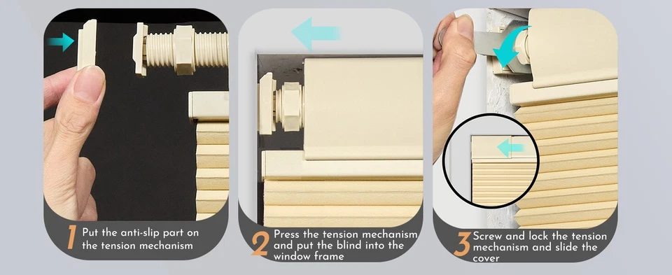 Nuevas persianas celulares panal beige apagón eficiencia energética instalación sin tornillo Foto 2 de 4