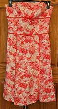 Ann Taylor Strapless Floral Dress Pink Fully Lined Side Zipper Fit Flare 8