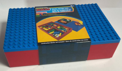 Make It Blocks portable storage case lego compatible blue top red base 4 spaces