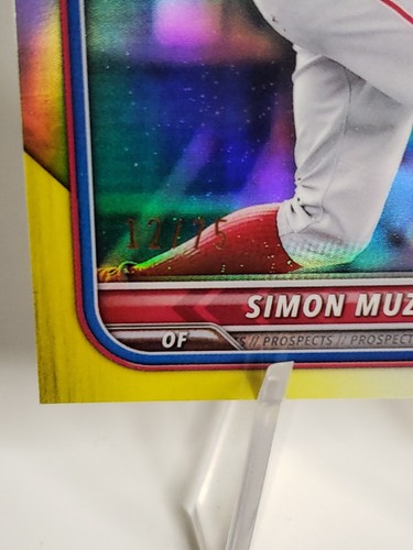 2022 Bowman Chrome Simon Muzziotti 1st Rookie Yellow Refractor /75 Phillies RC - Picture 2 of 3