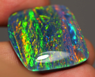Big A+ Australian Coober Pedy Opal Natural Triplet 24x22x6 mm pendant ring