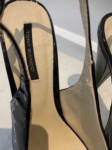 Tony Bianco Black Patent Peep Toe Stiletto Heel Size 8 - Picture 7 of 11