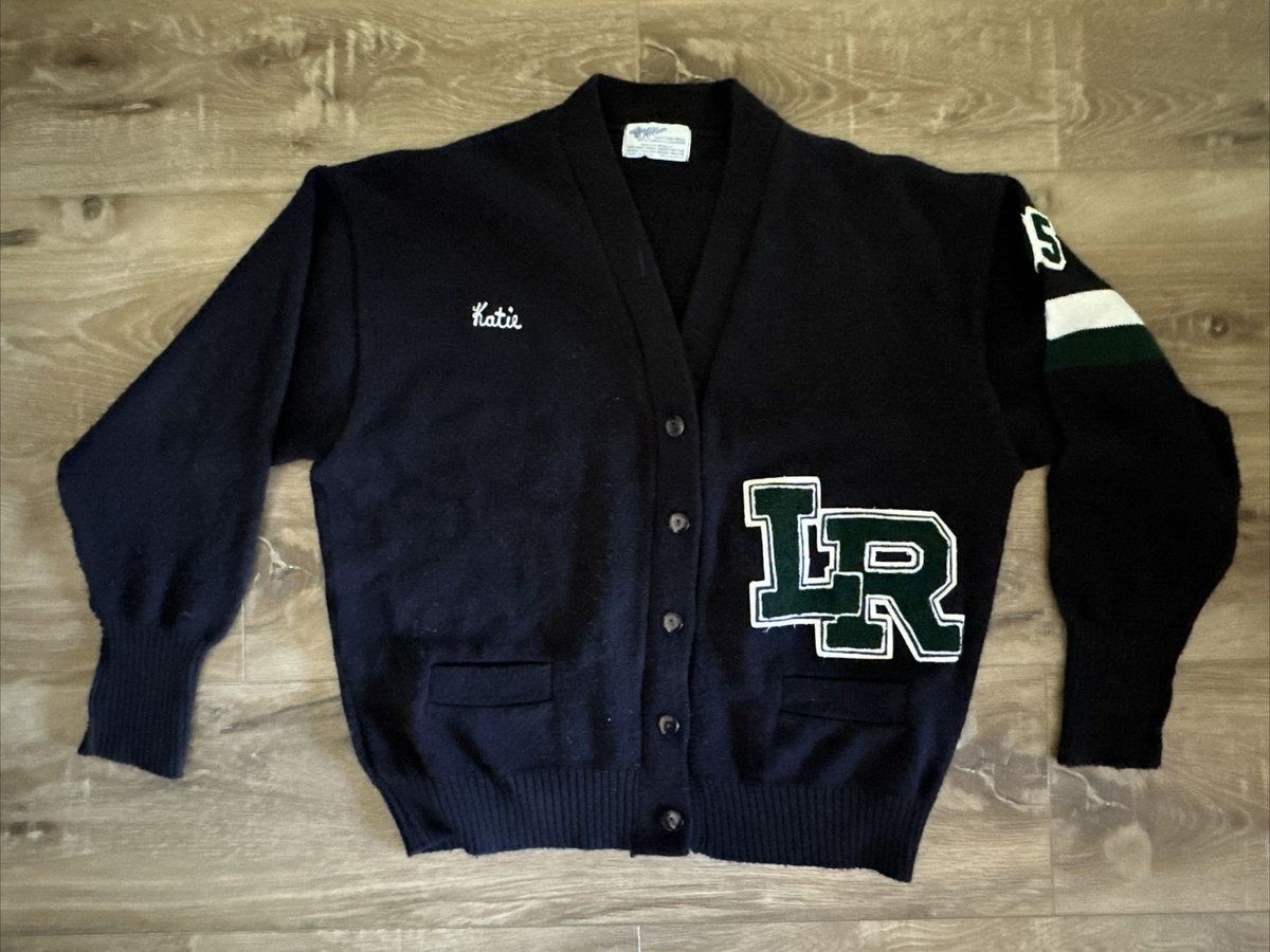 Vintage Oversized Letterman Varsity Cardigan Sweater LR High