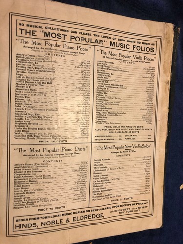 THE MOST POPULAR VIOLIN pieces Sheet Music Book 1907 Hinds,Noble & Eldredge - Picture 2 of 5