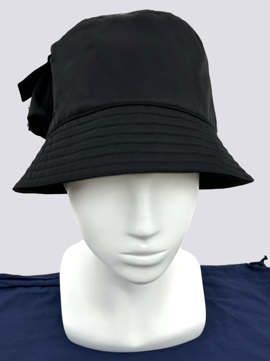Prada Re-Nylon Metal Triangle Logo Pockets Bucket Hat Head