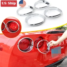 4Pcs Silver ABS Tail light Lamp trim ring Frame Bezel For Corvette C6 2005-13 US